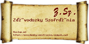 Závodszky Szofrónia névjegykártya